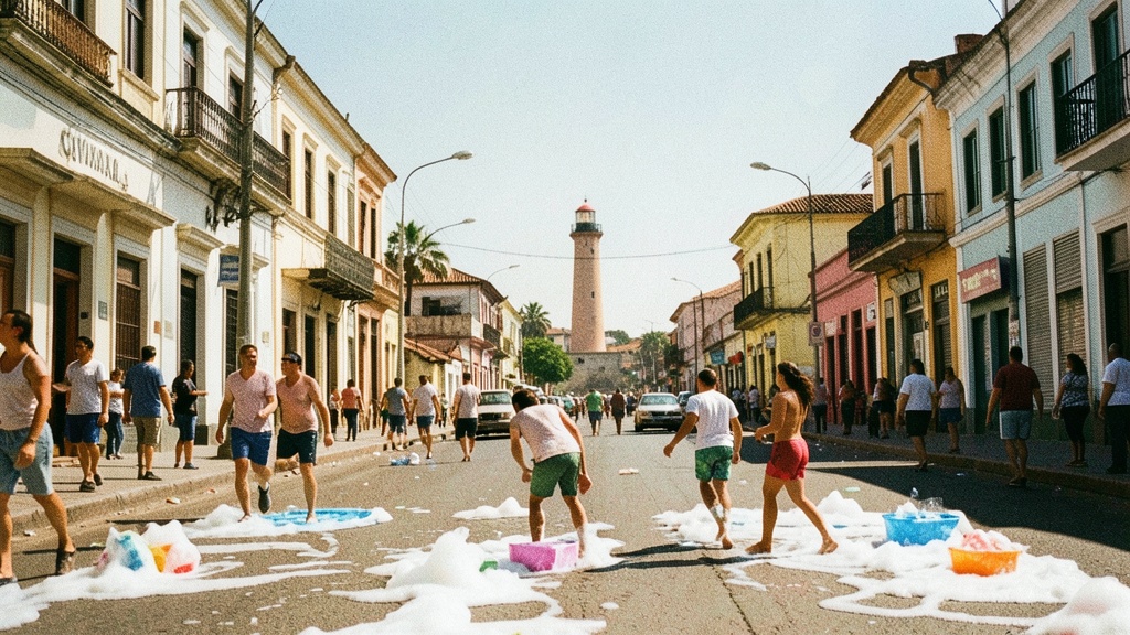 Ruta Centro cerró el feriado con juegos de espuma y faro iluminado
