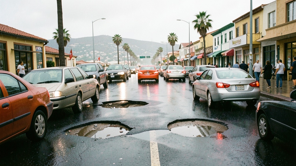 Baches en el centro de Milagro causan siniestros y dañan vehículos