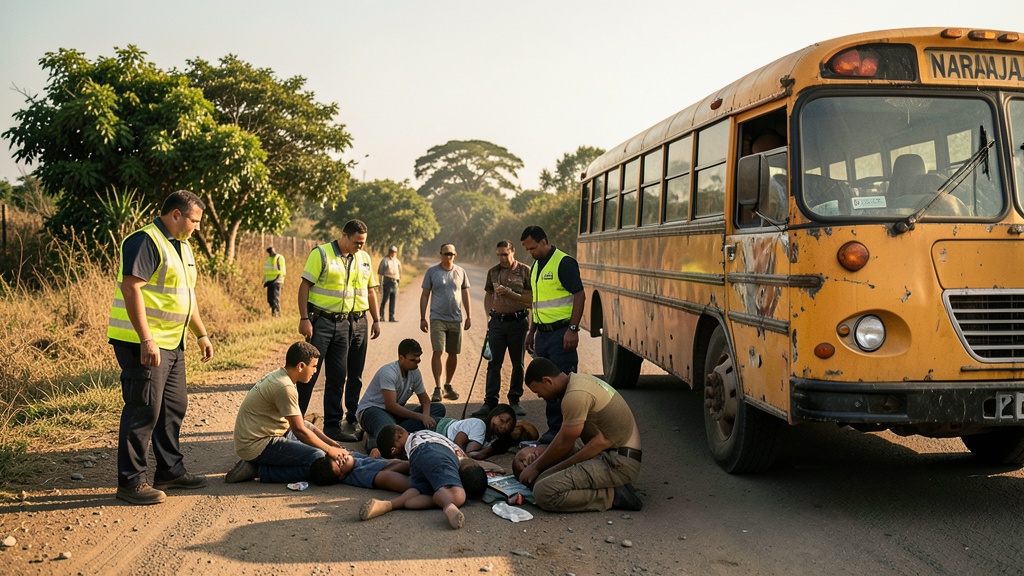 Accidente de bus escolar en El Naranjal deja 15 heridos tras salirse de la vía