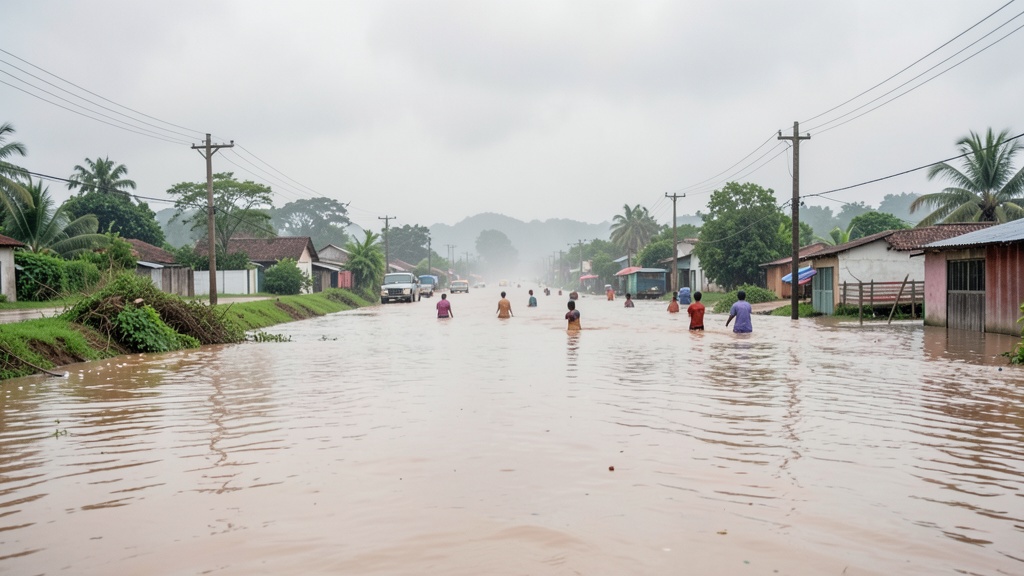 Inundación del río Pula cierra el 50% de Junquillal; Daule registra techos volados y familias aisladas