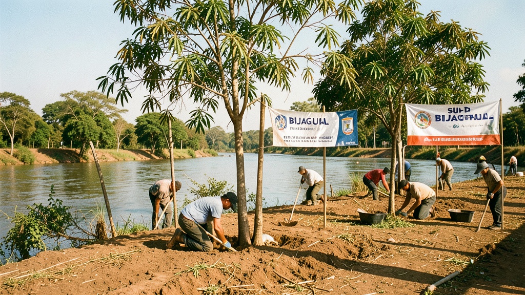 Prefectura del Guayas y Municipio de Nobol sembraron 100 árboles nativos en el Bijagual