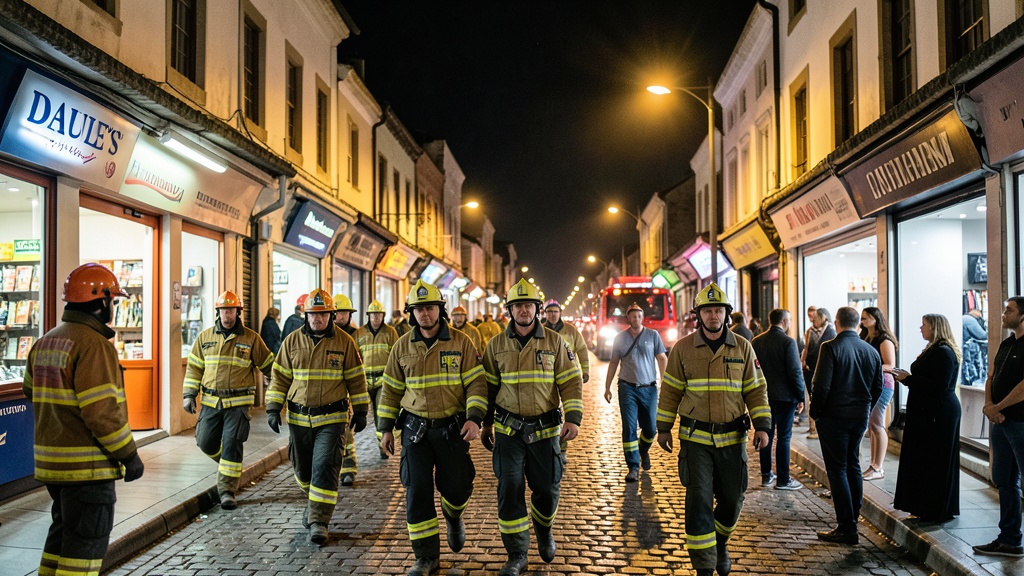 Bomberos recorrieron las calles de Daule en desfile nocturno por su mes