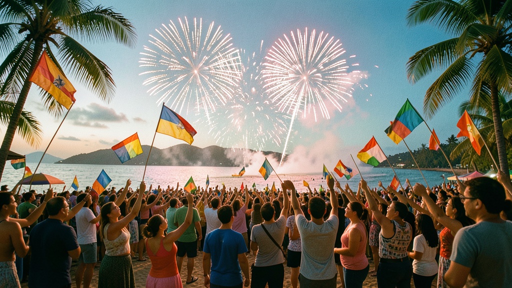 Turistas llenaron Playas para el 1 de enero con música, fuegos artificiales y tradición