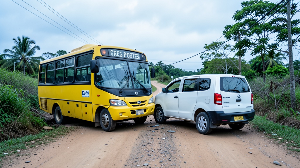Un conductor falleció en el choque múltiple entre bus y furgoneta en Yaguachi-Tres Postes