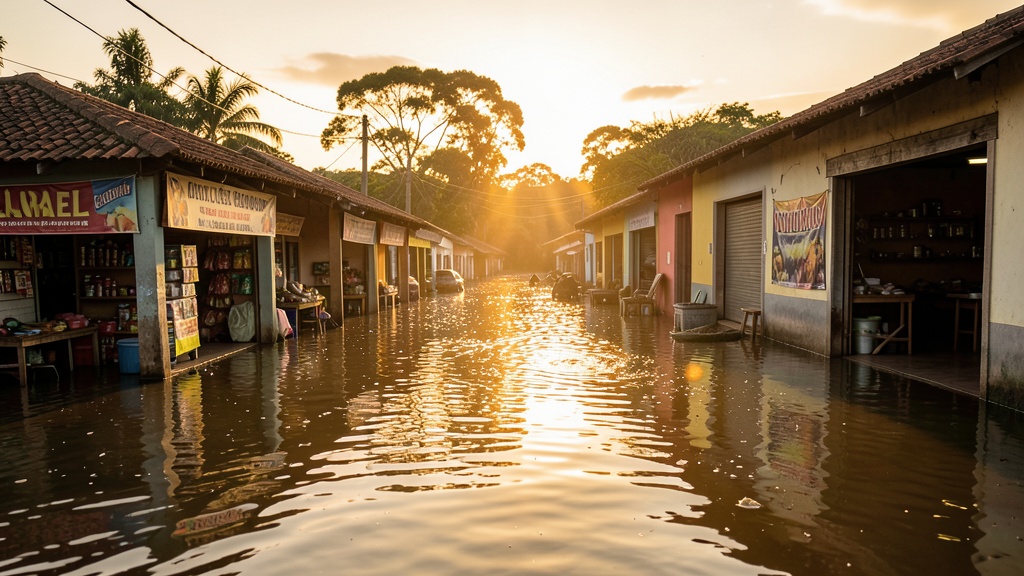 Inundación en el sector ocho de Laurel deja negocios anegados y comercio paralizado