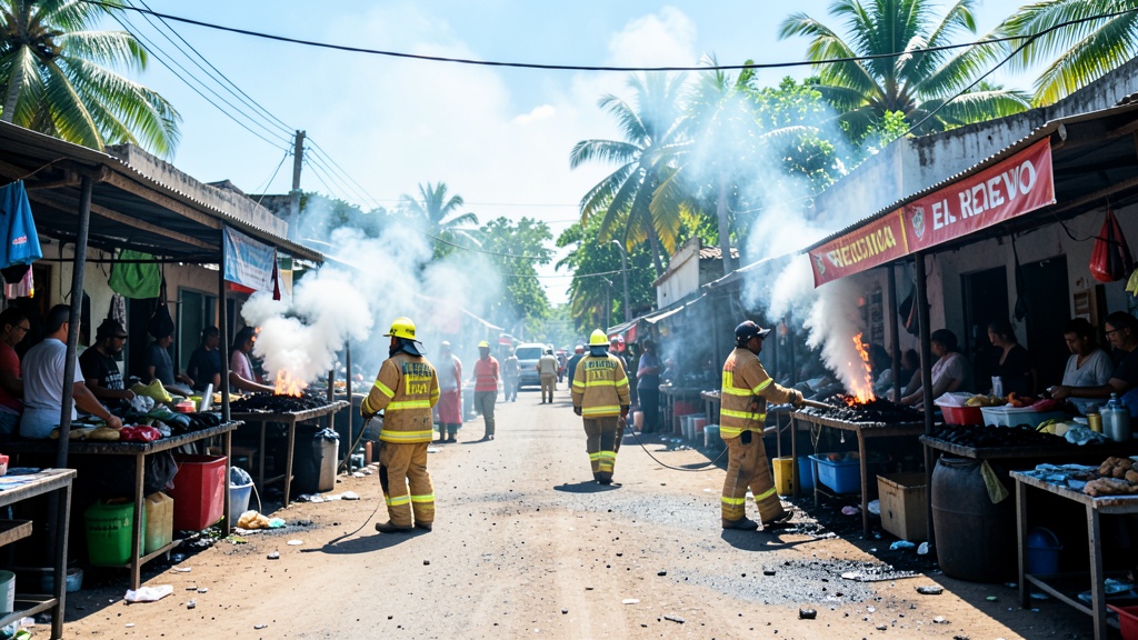 Incendio en el mercado Marianita de Jesús deja 60 puestos destruidos en El Recreo