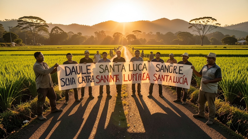 Arroceros de Daule y Salitre bloquean vía hacia Santa Lucía por falta de compra