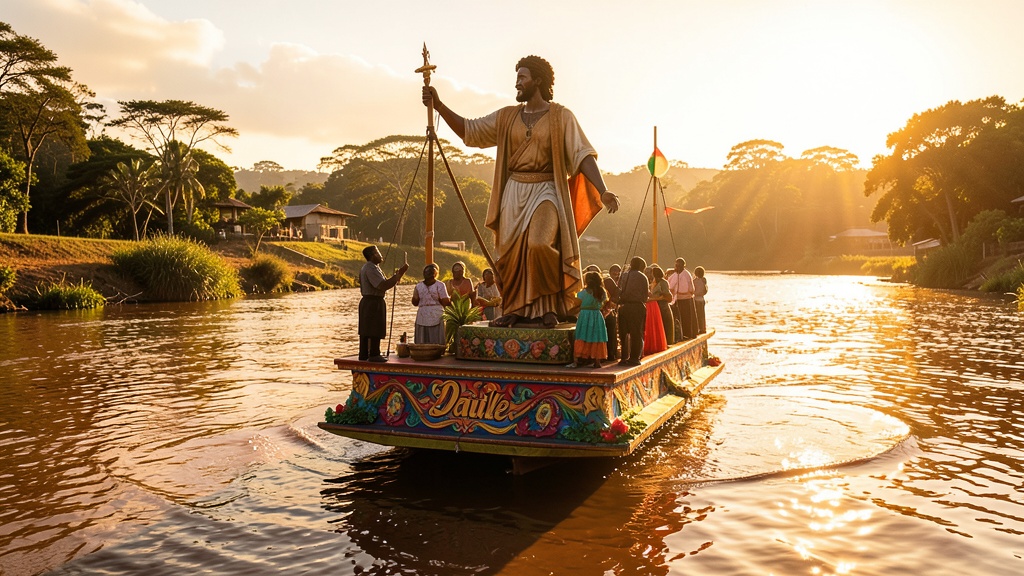 Daule rinde homenaje al Cristo Negro con gran procesión náutica en el río Daule