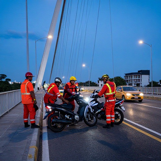 Investigan caída de motociclista desde puente en Guayaquil