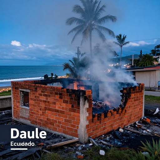 Incendio estructural deja daños en vivienda de Cooperativa Bolívar en Daule