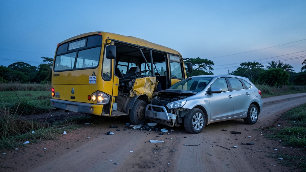 Un muerto y dos heridos en choque entre bus y auto en Yaguachi