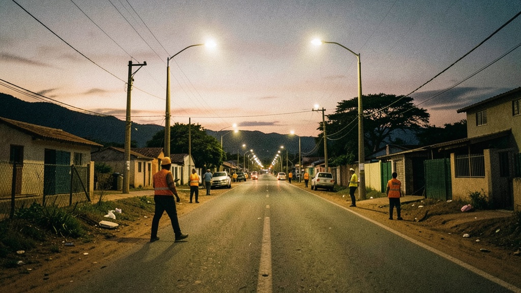 44 luminarias LED mejoran la circulación en el ingreso a Tenguel