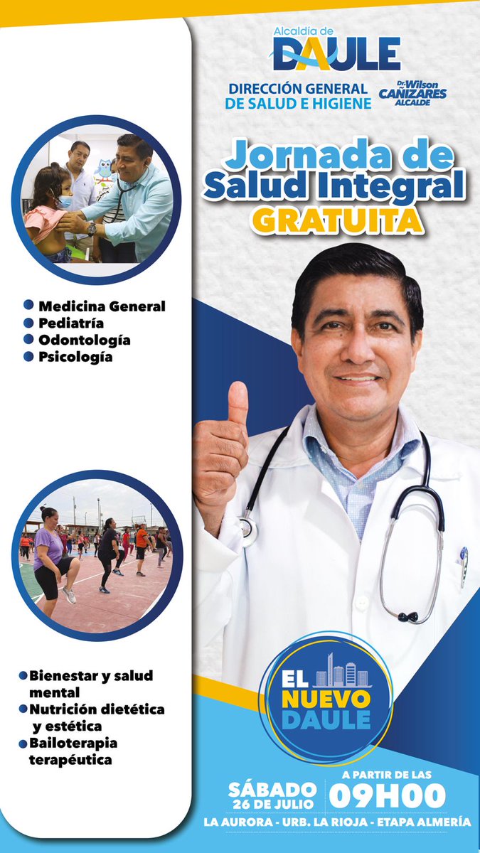 Clínicas Móviles gratuitas de Daule atienden mañana en Medicina, Odontología y más
