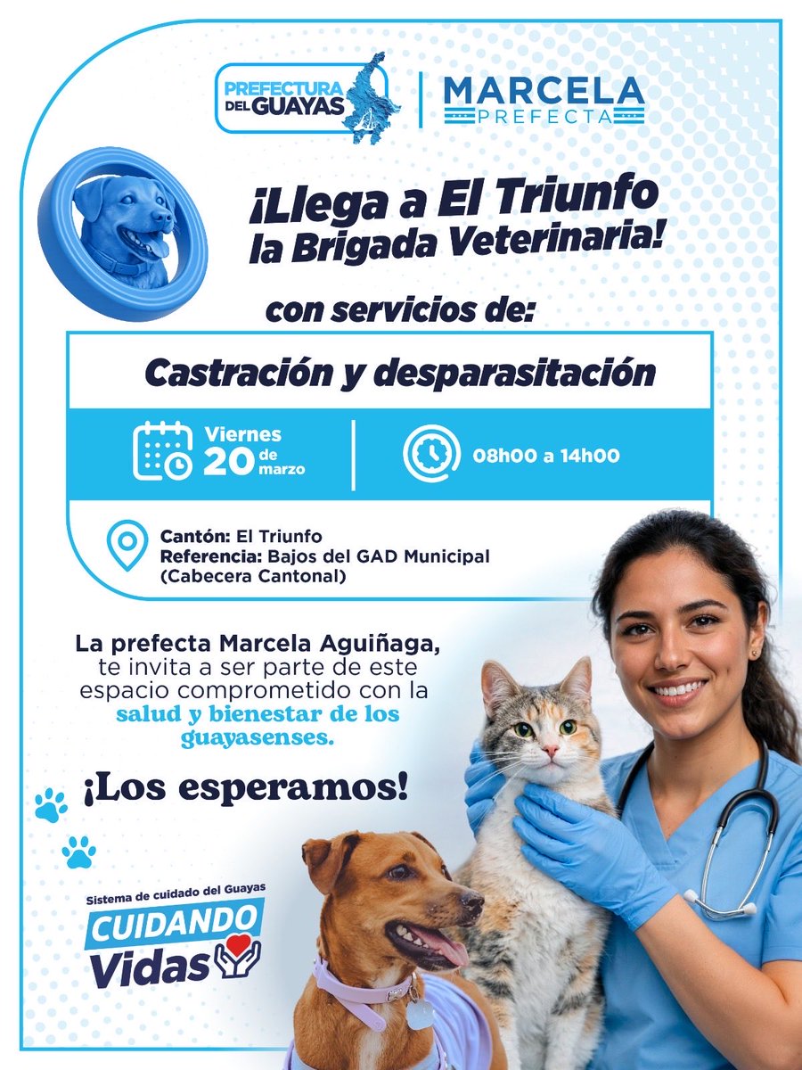 El Triunfo: La Prefectura del Guayas instala su Brigada Veterinaria este viernes