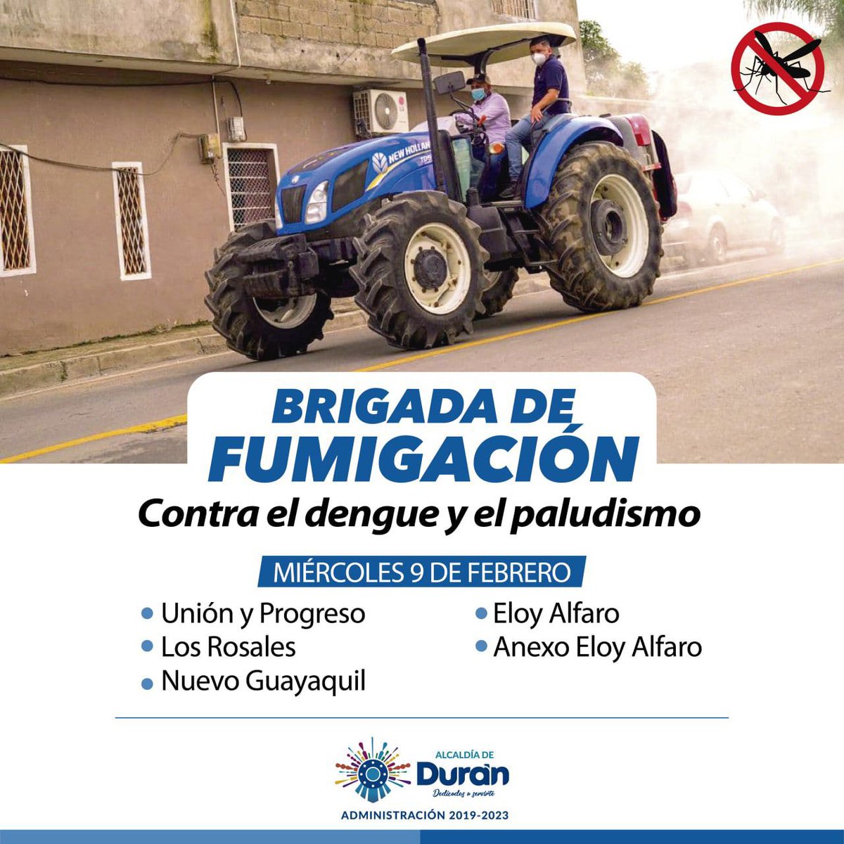 Fumigación contra dengue y paludismo llega a Durán este 9 de febrero