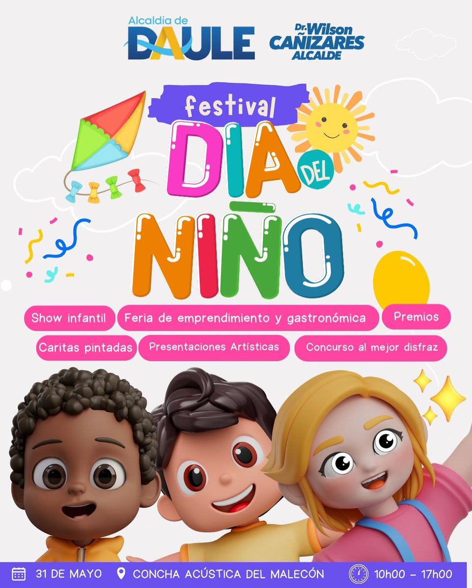 Daule celebra el Día del Niño con show y feria en el Malecón este 31 de mayo