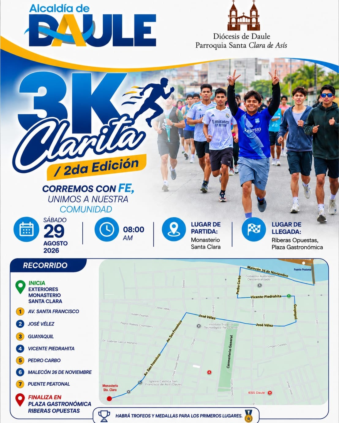 Segunda Edición de la 3K Clarita une a Daule y La Aurora este sábado 29