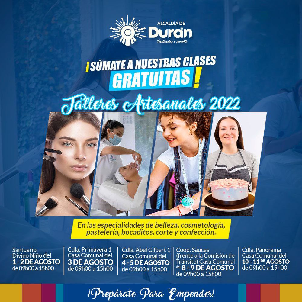 Durán ofrece inscripciones gratuitas en talleres de oficios para impulsar el emprendimiento local