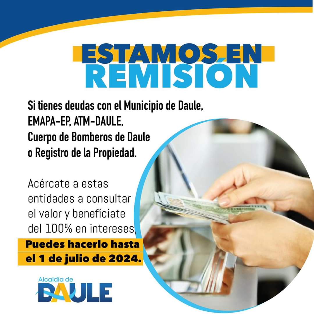 Daule habilita hasta el 1 de julio para cancelar deudas municipales sin recargos