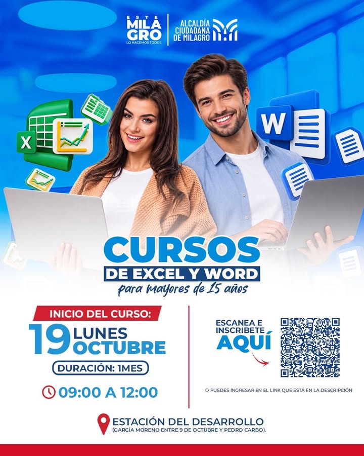 Cursos gratuitos en Milagro: inscripciones abiertas para mayores de 15 años desde el 19 de octubre