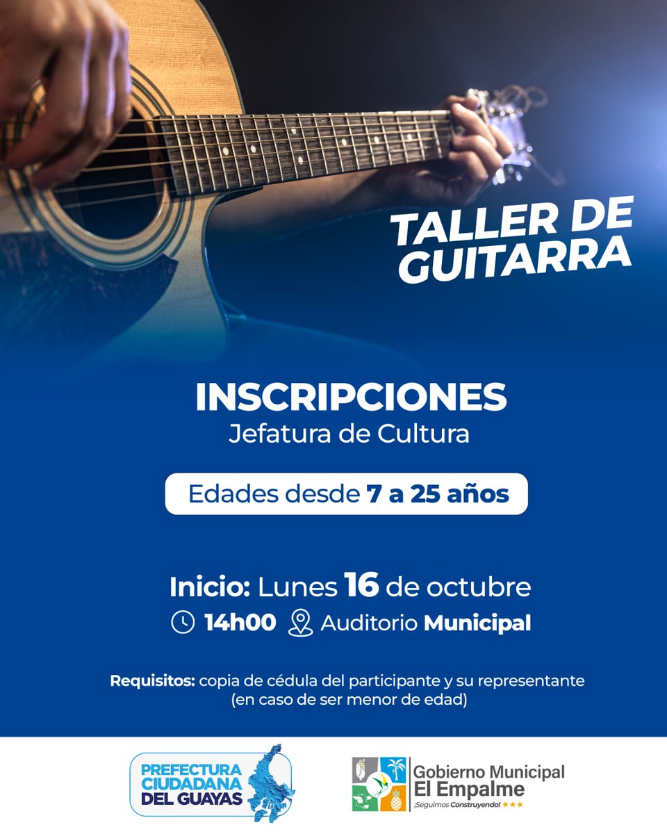 Municipio de El Empalme abre inscripciones para talleres gratuitos de teatro y guitarra