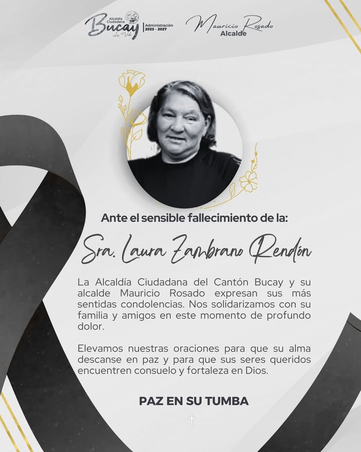 GAD Bucay emite condolencias por irreparable pérdida familiar