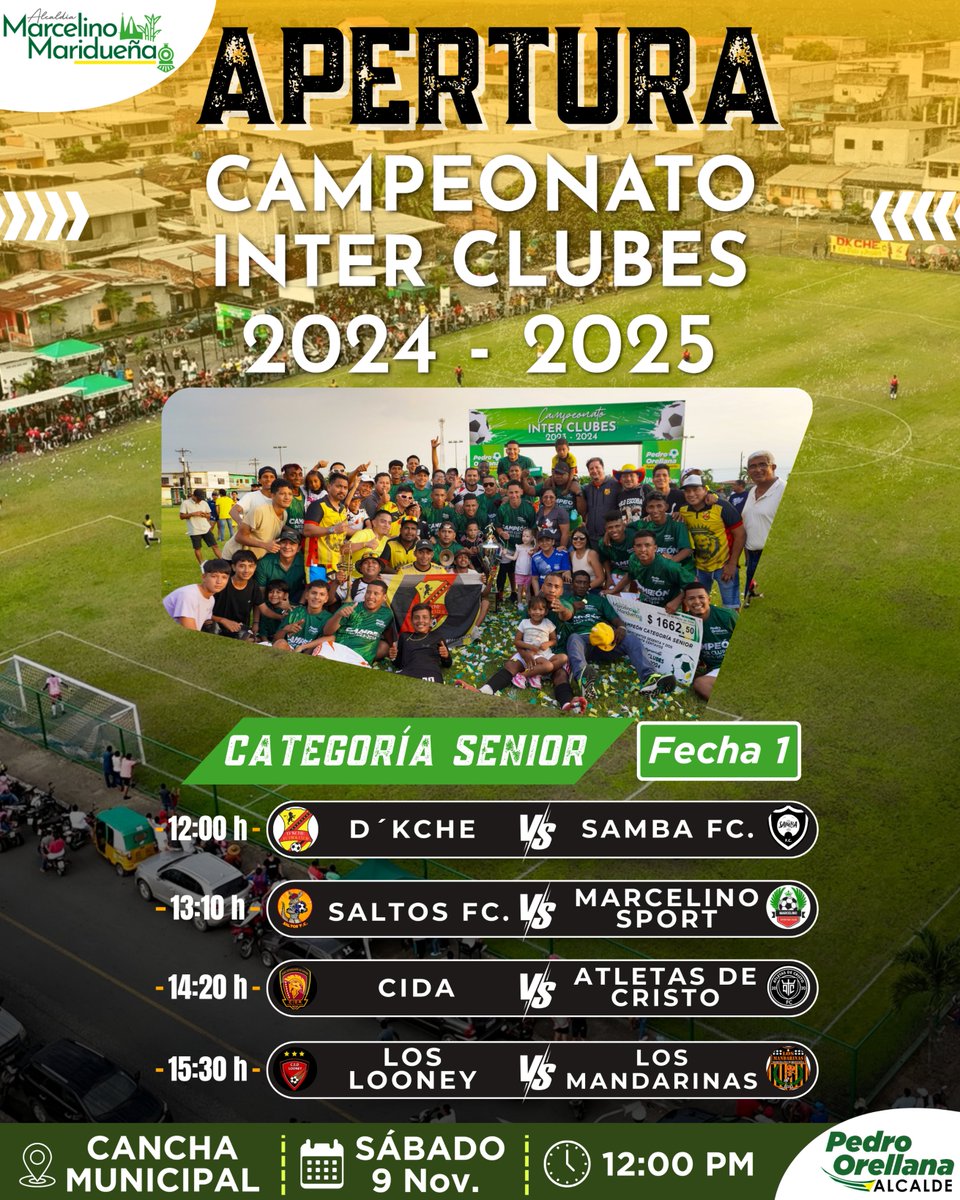 El GAD Municipal de Coronel Marcelino Maridueña abre el Interclubes 2024 en la cancha local