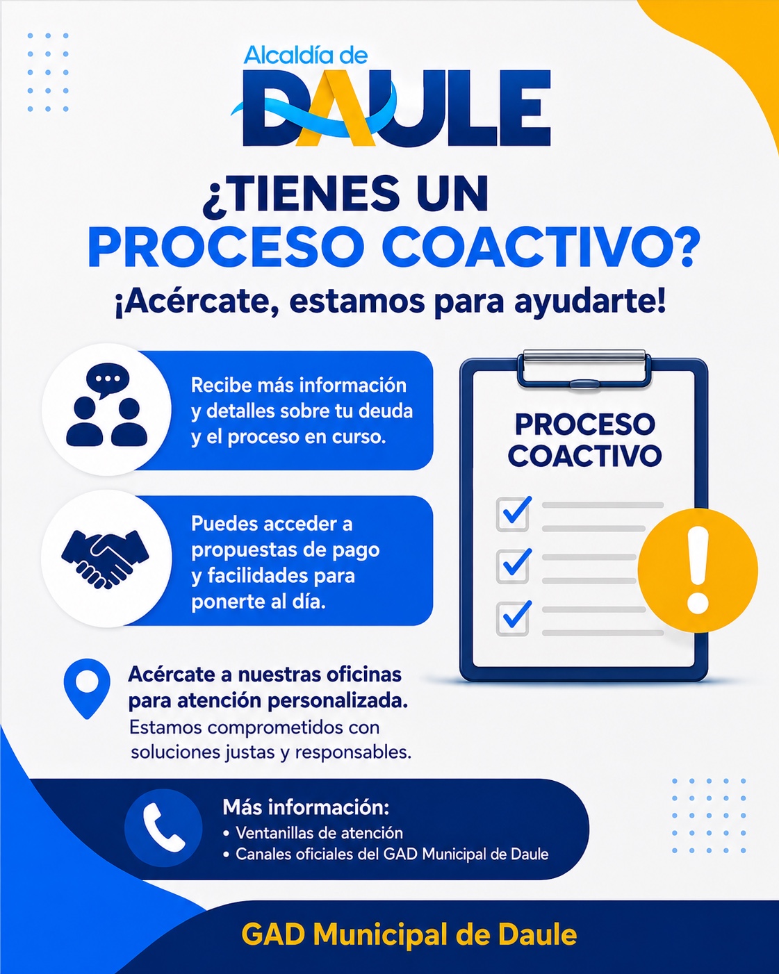 Daule: Regulariza impuestos para evitar cobros coactivos y recargos
