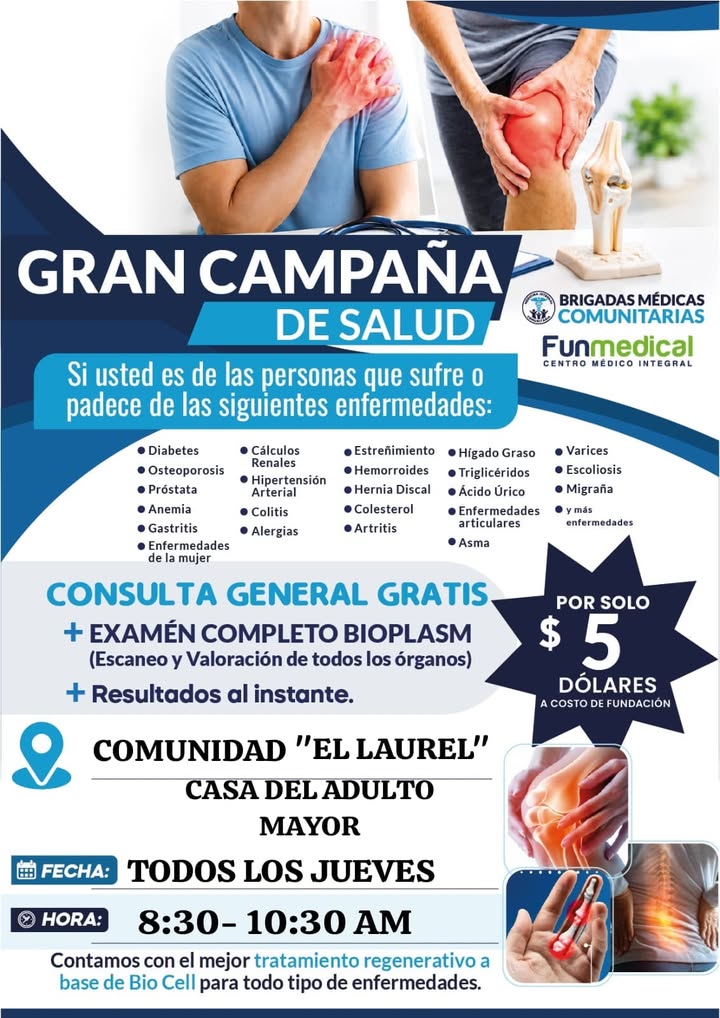 Brigada Médica gratuita en Daule: atención para adultos mayores cada jueves
