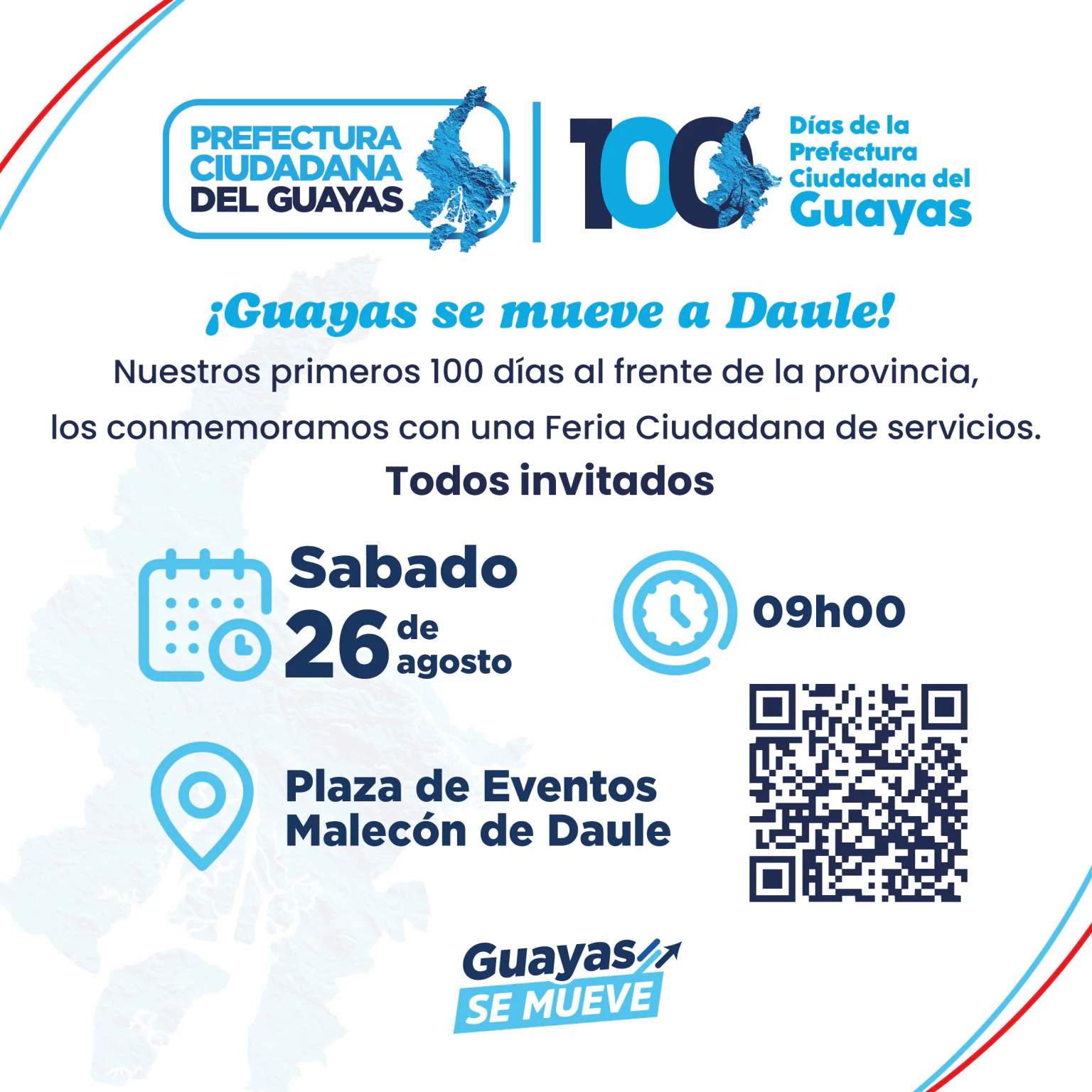 Prefectura del Guayas celebra 100 días con Feria Ciudadana en el malecón de Daule