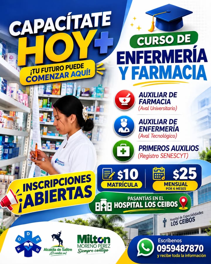 Salitre ofrece becas en enfermería y farmacia con prácticas hospitalarias