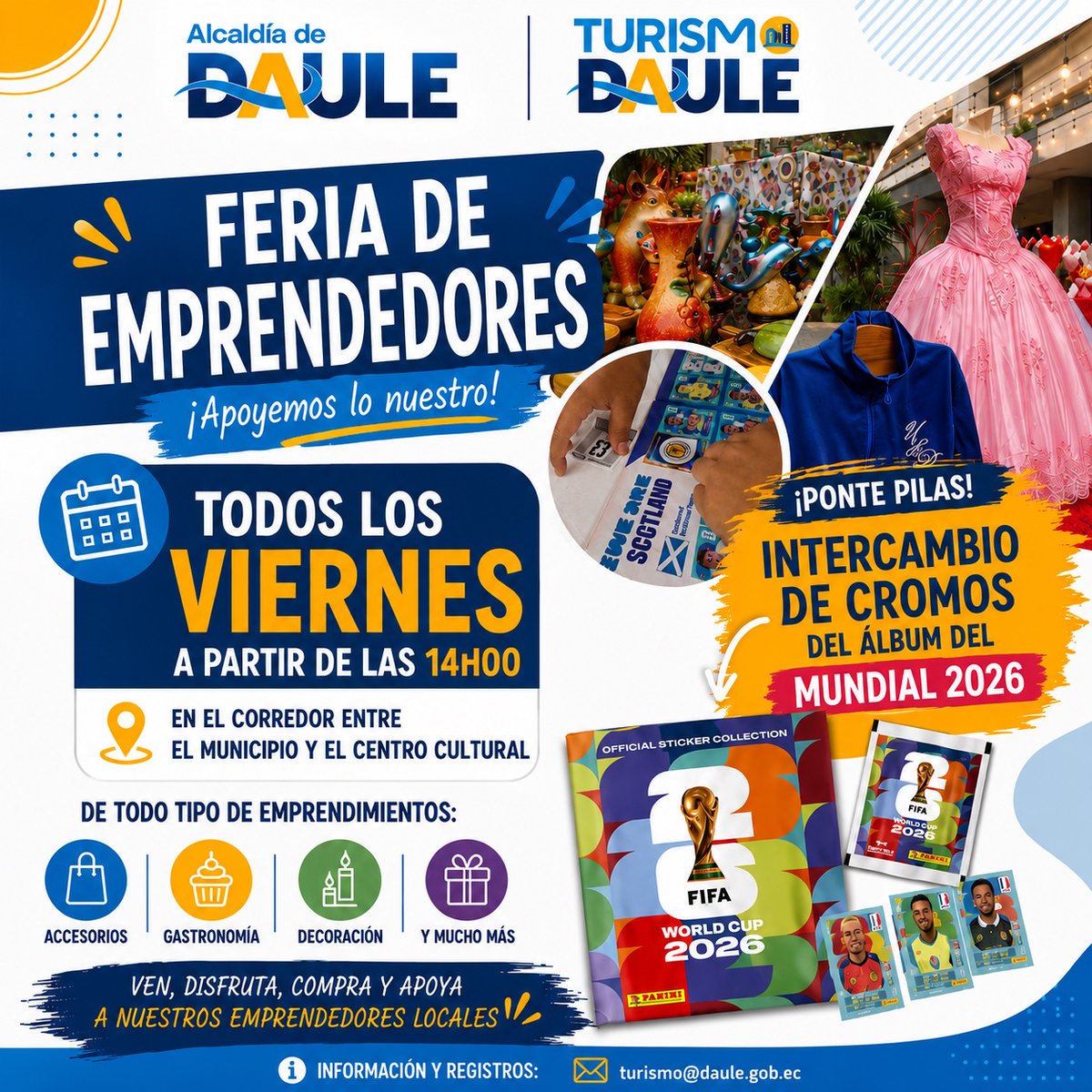 Feria de Emprendedores en Daule: gastronomía, arte e intercambio de cromos cada viernes
