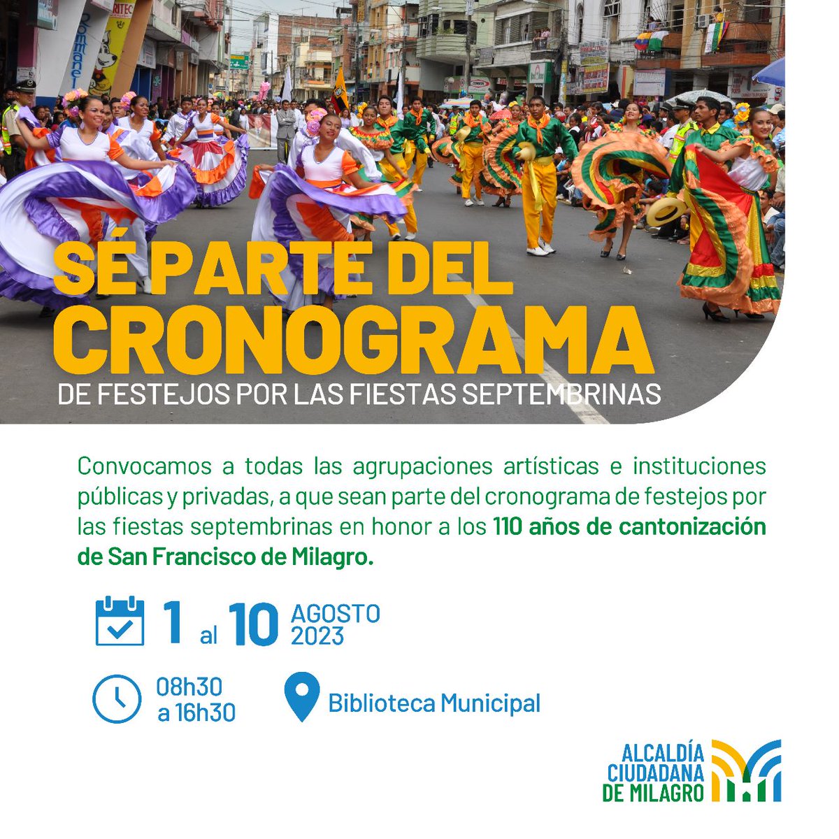 Milagro abre convocatoria para el Pregón de la Alegría en sus 110 años