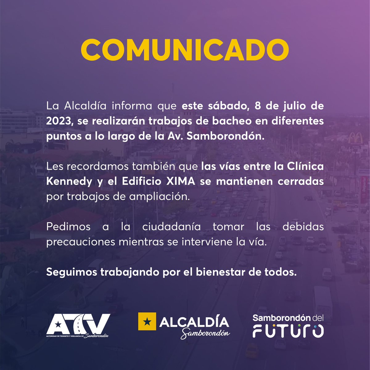 Bacheo en Av. Samborondón obliga a tomar precauciones en el cantón