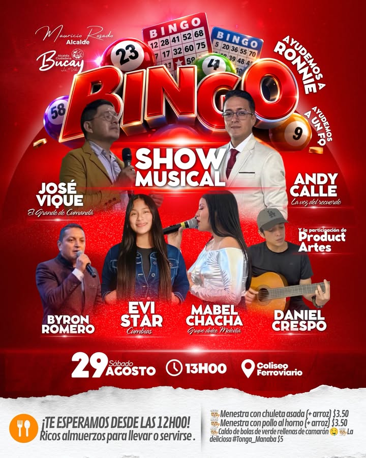 Bingo solidario este sábado en Bucay recaudará fondos para Ronnie