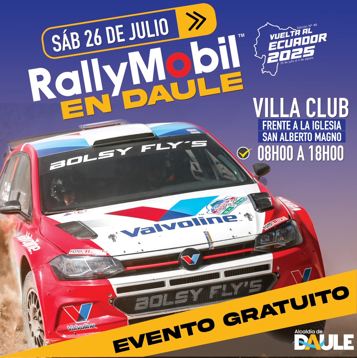 Rally Mobil Vuelta al Ecuador 2025 llega a Villa Club en Daule este sábado