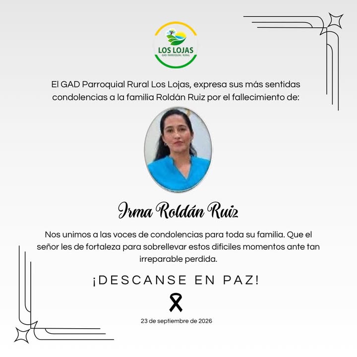 Los Lojas: La junta parroquial honra la memoria de Irma Roldán