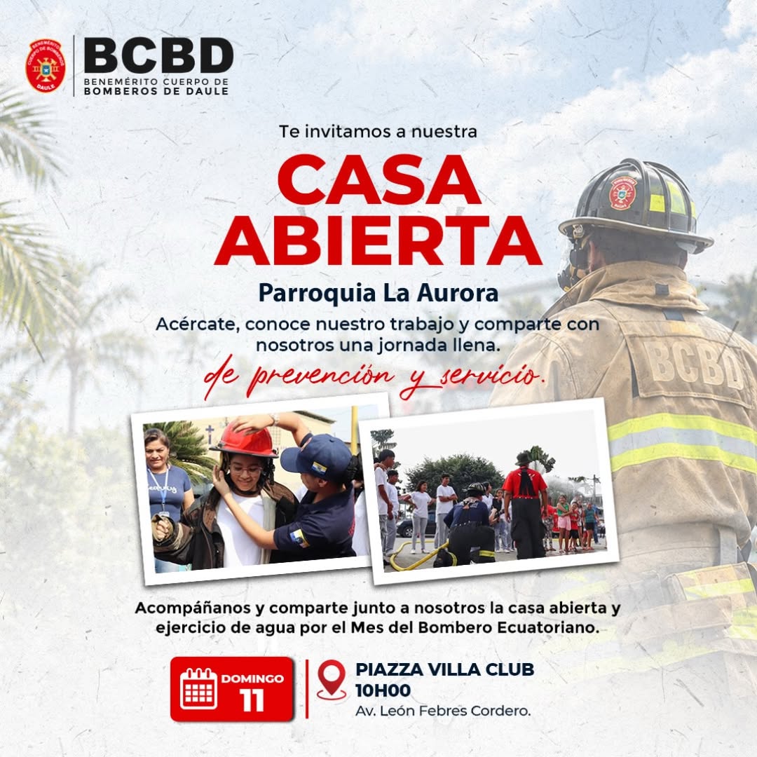 Bomberos de Daule abren sus puertas en La Aurora este domingo para mostrar su labor