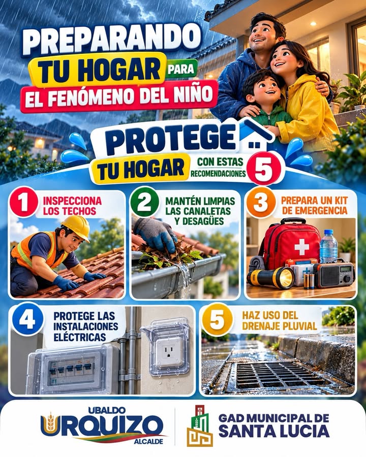 Alcaldía de Santa Lucía recomienda reforzar techos y desagües ante lluvias de El Niño