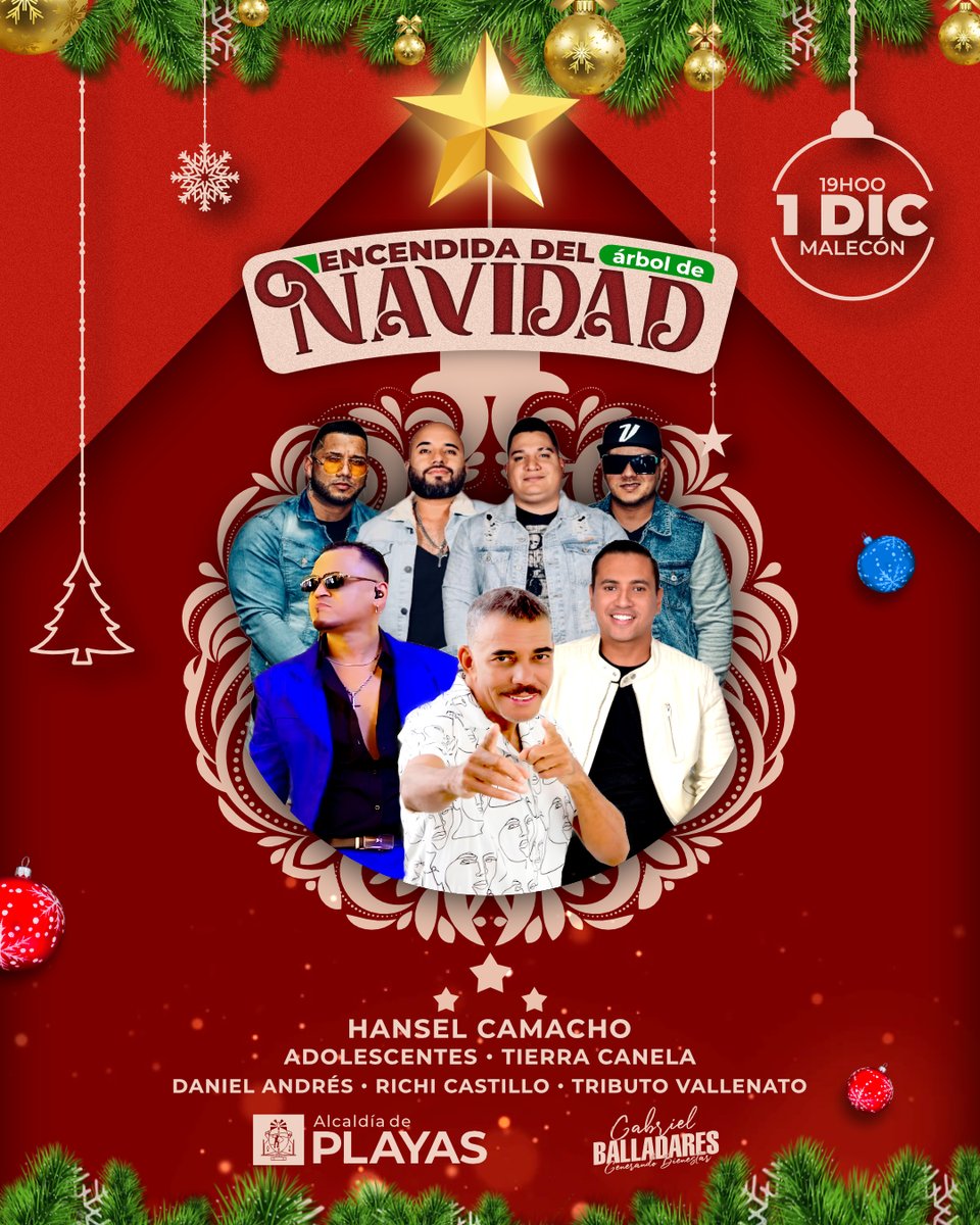 Alcaldía de Playas anuncia iluminación del árbol navideño en el Malecón de Esterillo
