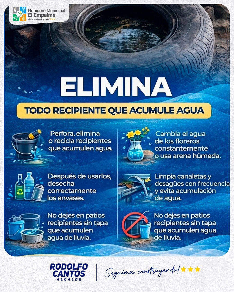 Alcaldía de El Empalme advierte sobre riesgo de dengue por lluvias