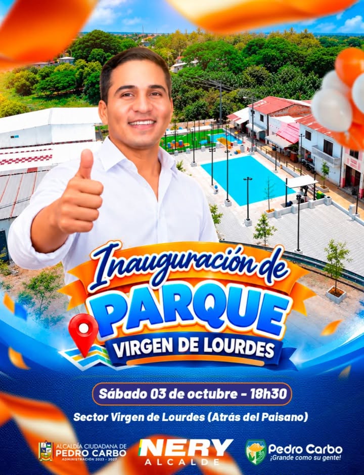 Pedro Carbo: Inauguran Parque Virgen de Lourdes este sábado para familias