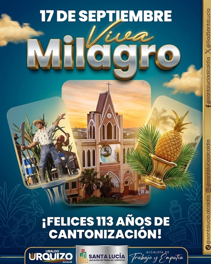 Milagro celebra 113 años de cantonización con el saludo del alcalde Ubaldo Urquizo