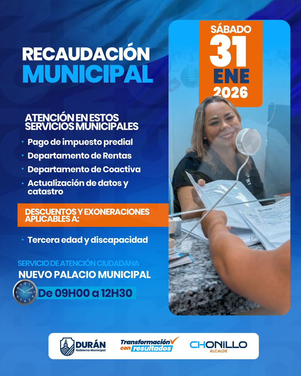 Recaudación Municipal en Durán atendió pagos y trámites este sábado 27 de enero