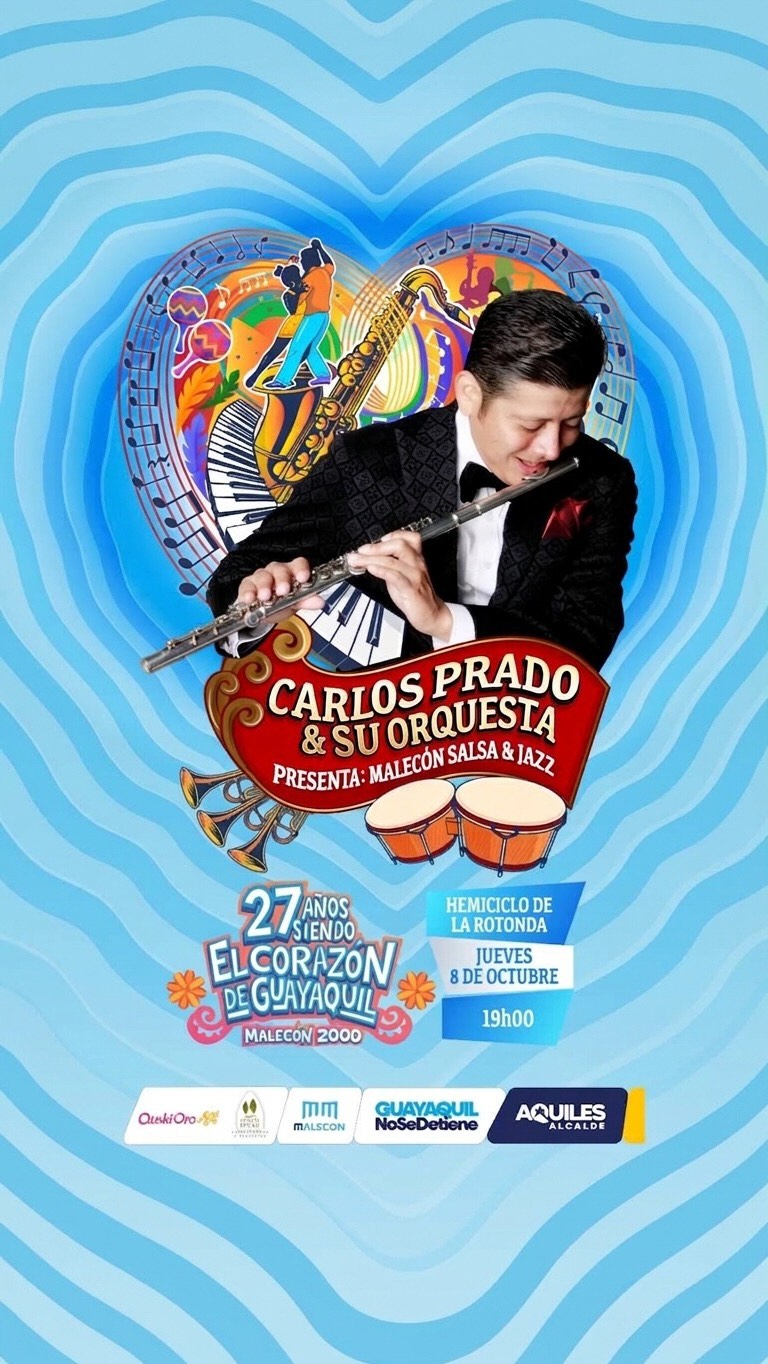 Malecón 2000 celebra sus 27 años con concierto gratuito de Carlos Prado y su Orquesta