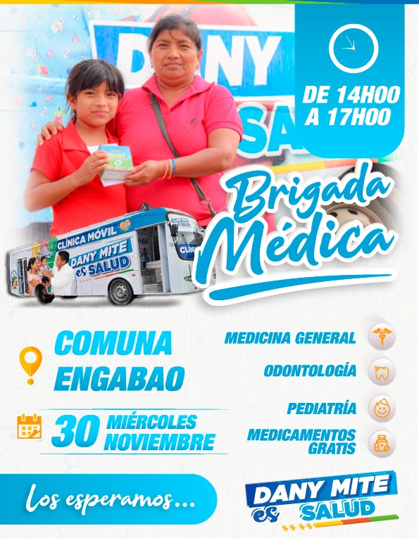Brigada móvil de salud gratuita atiende en el barrio España de Engabao