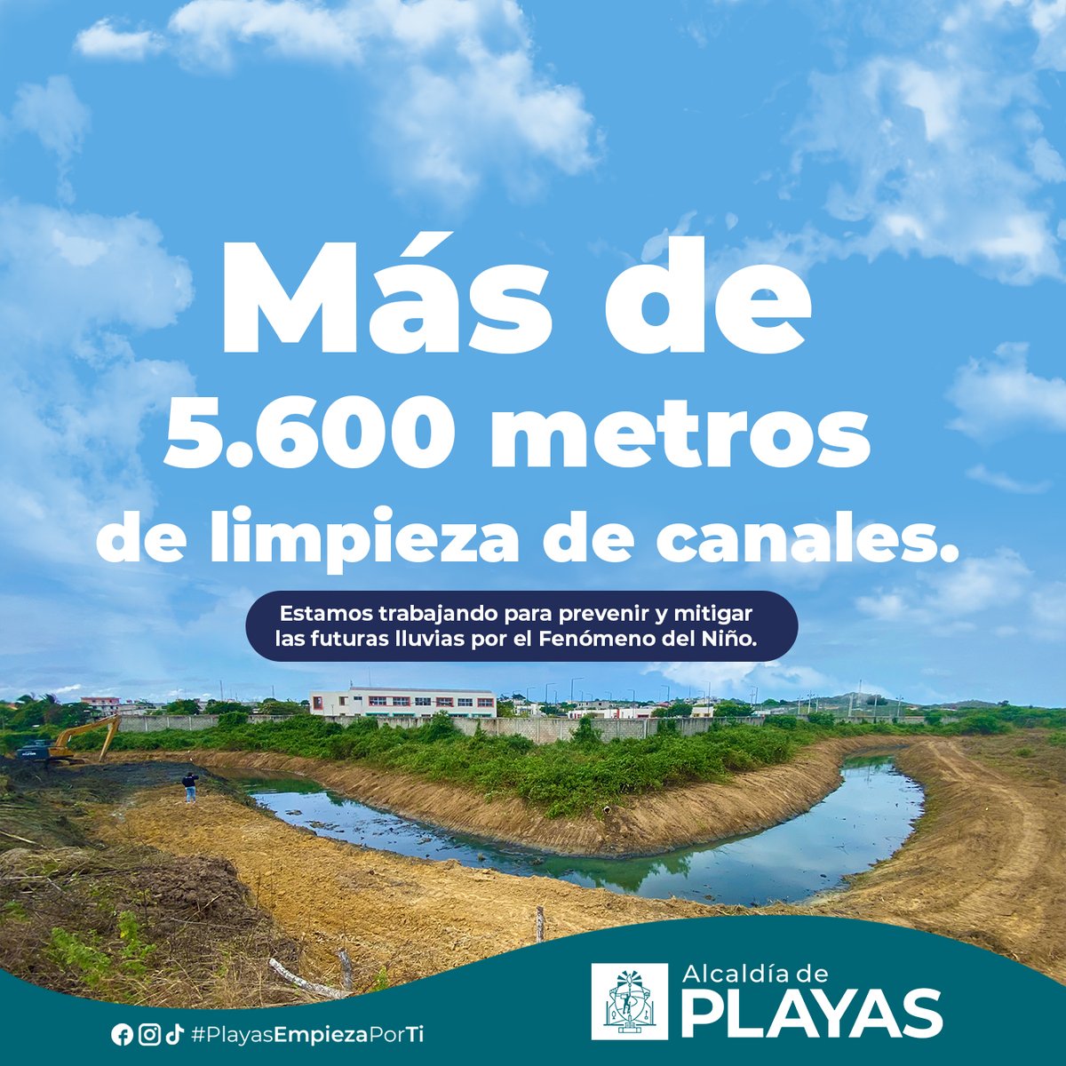Alcaldía de Playas limpia 5.600 metros de canales para frenar inundaciones por El Niño