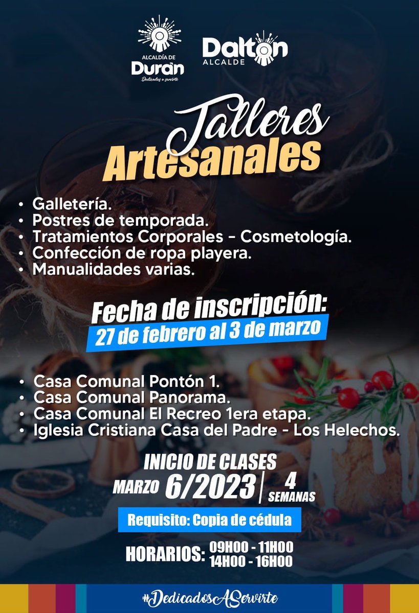 Inscripciones abiertas para talleres artesanales en Durán hasta el 3 de marzo