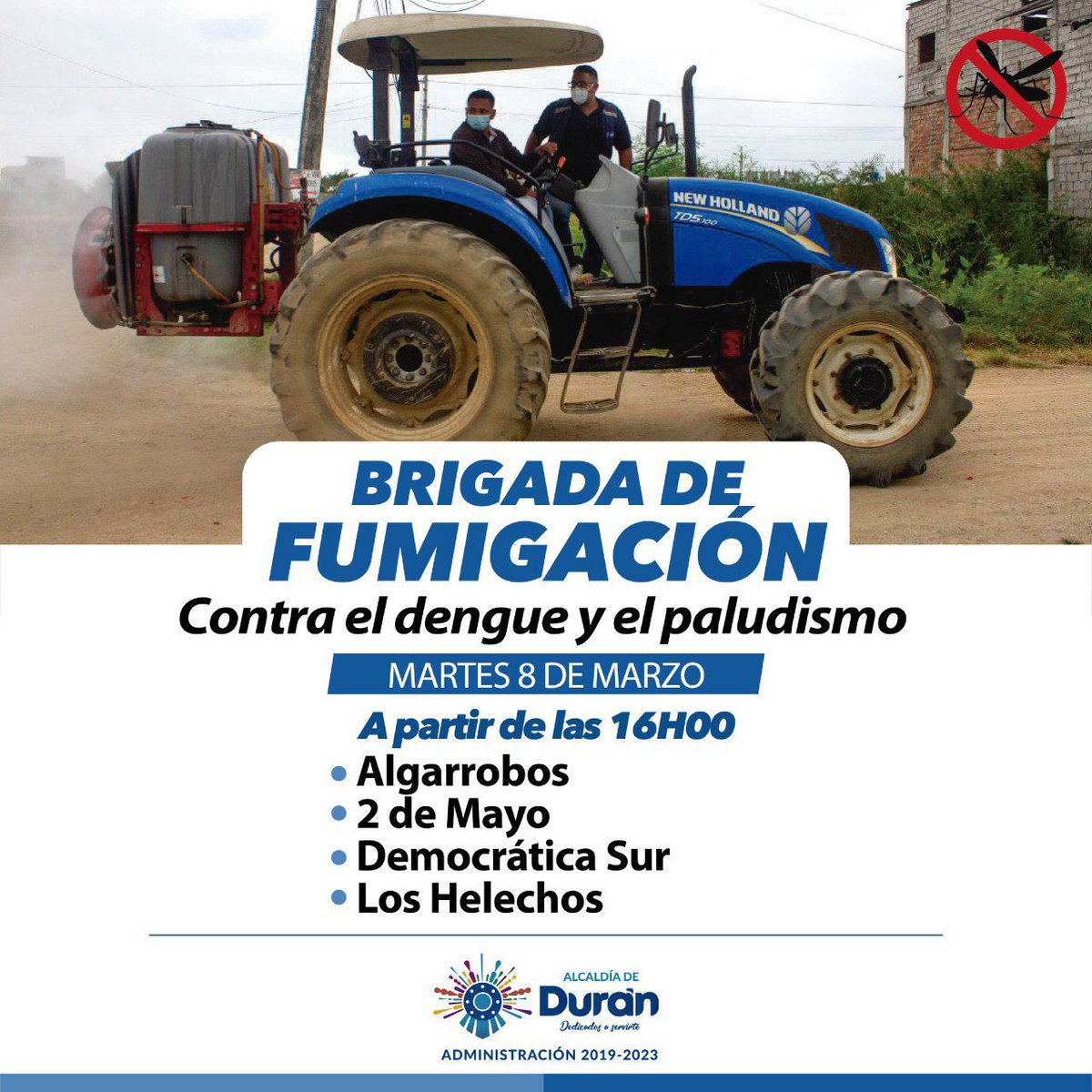 Fumigación contra el dengue y paludismo llega a cuatro sectores de Durán