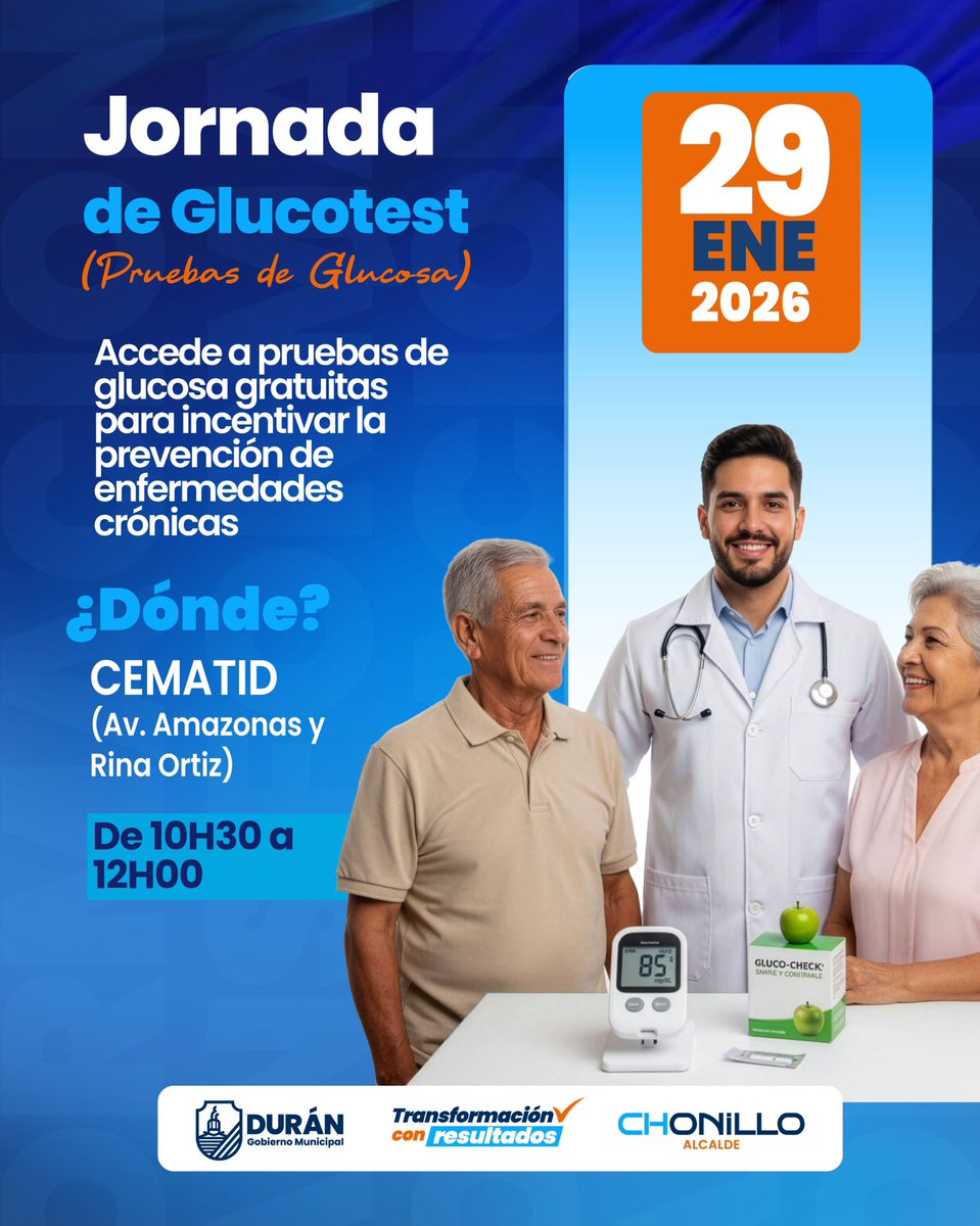 Jornada de Glucotest para prevención de enfermedades crónicas en CEMATID este 29 de enero